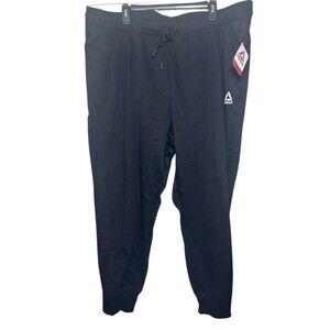 Reebok Sport Fleece Jogger Pants Men's 2X Black Cuffed Sweatpants New